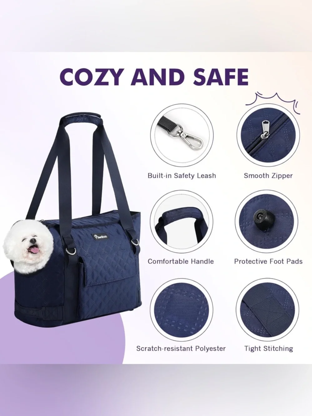 Pawaboo Dog Carrier Bag — Carrier with Pockets for Small Breeds (2.3 to 5 kg) |
